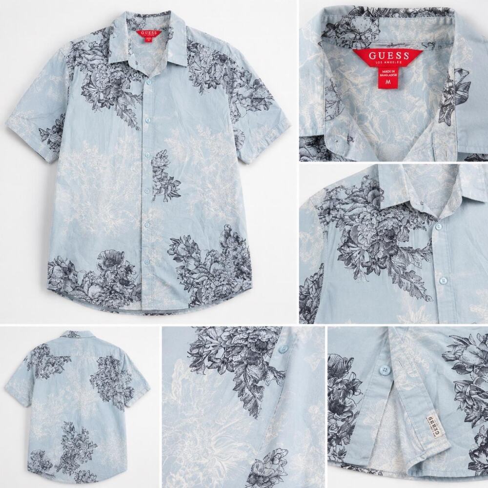 Guess los angeles short sleeve button up shirt, size medium